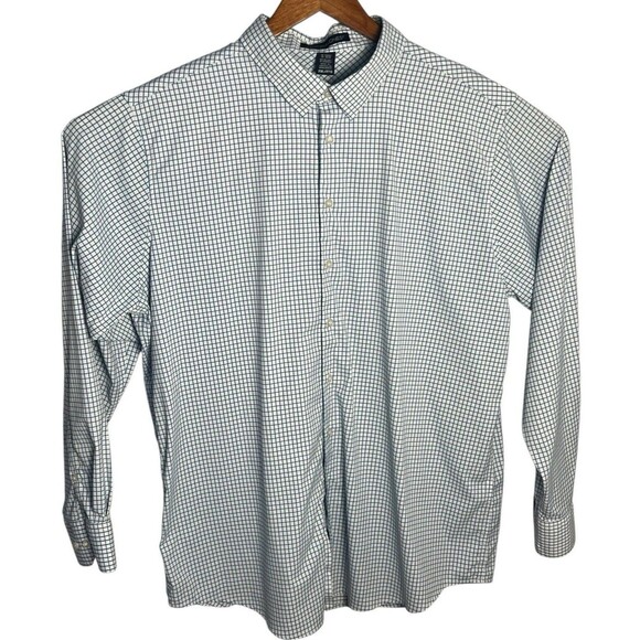 Devon & Jones Men's CrownLux Micro Windowpane French Blue Dress Shirt XXL DG540 - Picture 1 of 8